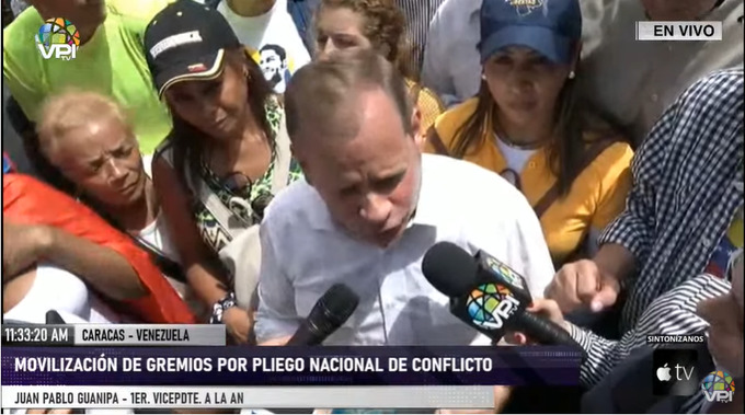 Juan Pablo Guanipa durante movilización del 10M 
