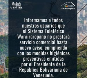 Comunicado sistema teleférico Warairarepano