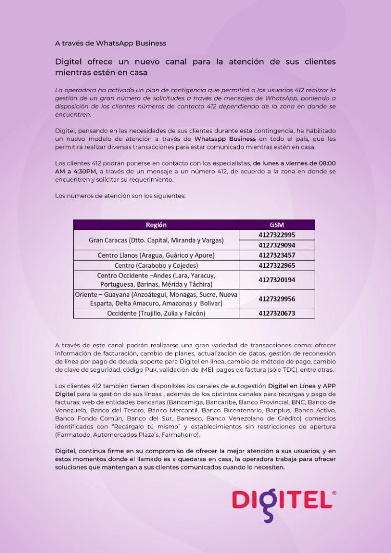 Digitel habilitó nuevo canal para atención al cliente | Foto: Cortesía