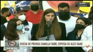 Camilla Fabri, esposa de Alex Saab, desde la Plaza Bolívar de Caracas.