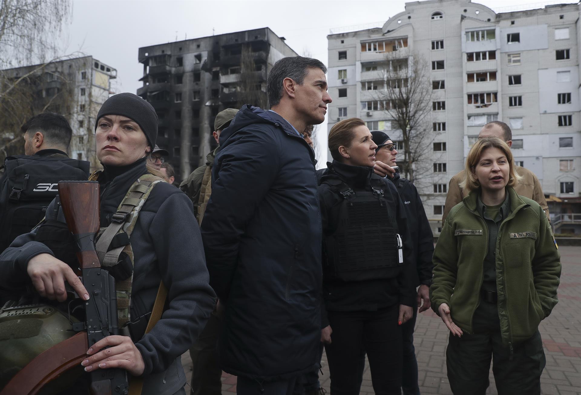 Pedro Sánchez condenó las "atrocidades" de la guerra en su visita a Ucrania