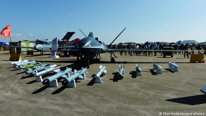 Un dron no tripulado chino en exhibición en Zhuhai. Foto: DW