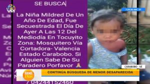 Niña desaparecida en Carabobo. Captura de pantalla