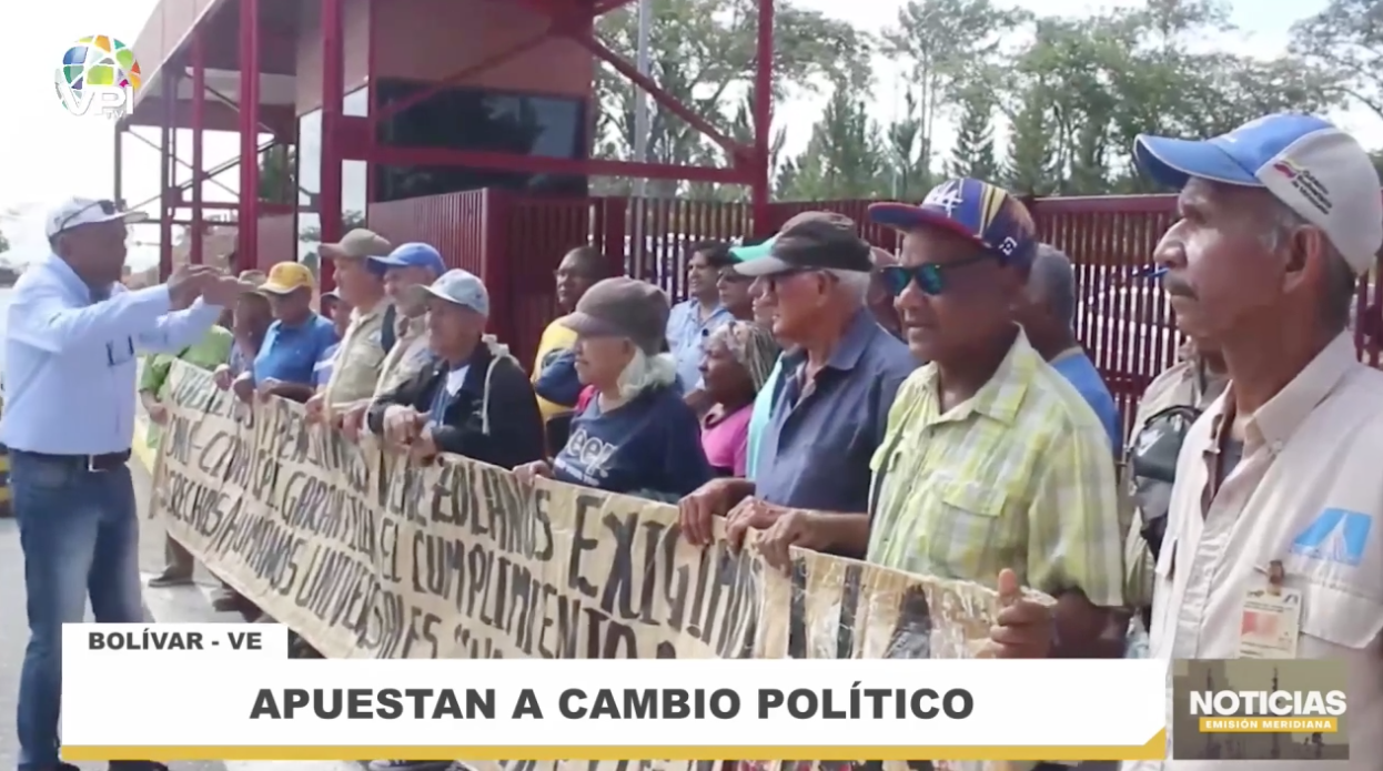 Protesta de extrabajadores de la CVG en Bolívar.