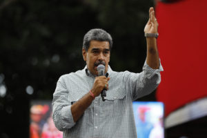 Nicolás Maduro desde el Palacio de Miraflores, Caracas. (Photo by Pedro Rances Mattey / AFP)